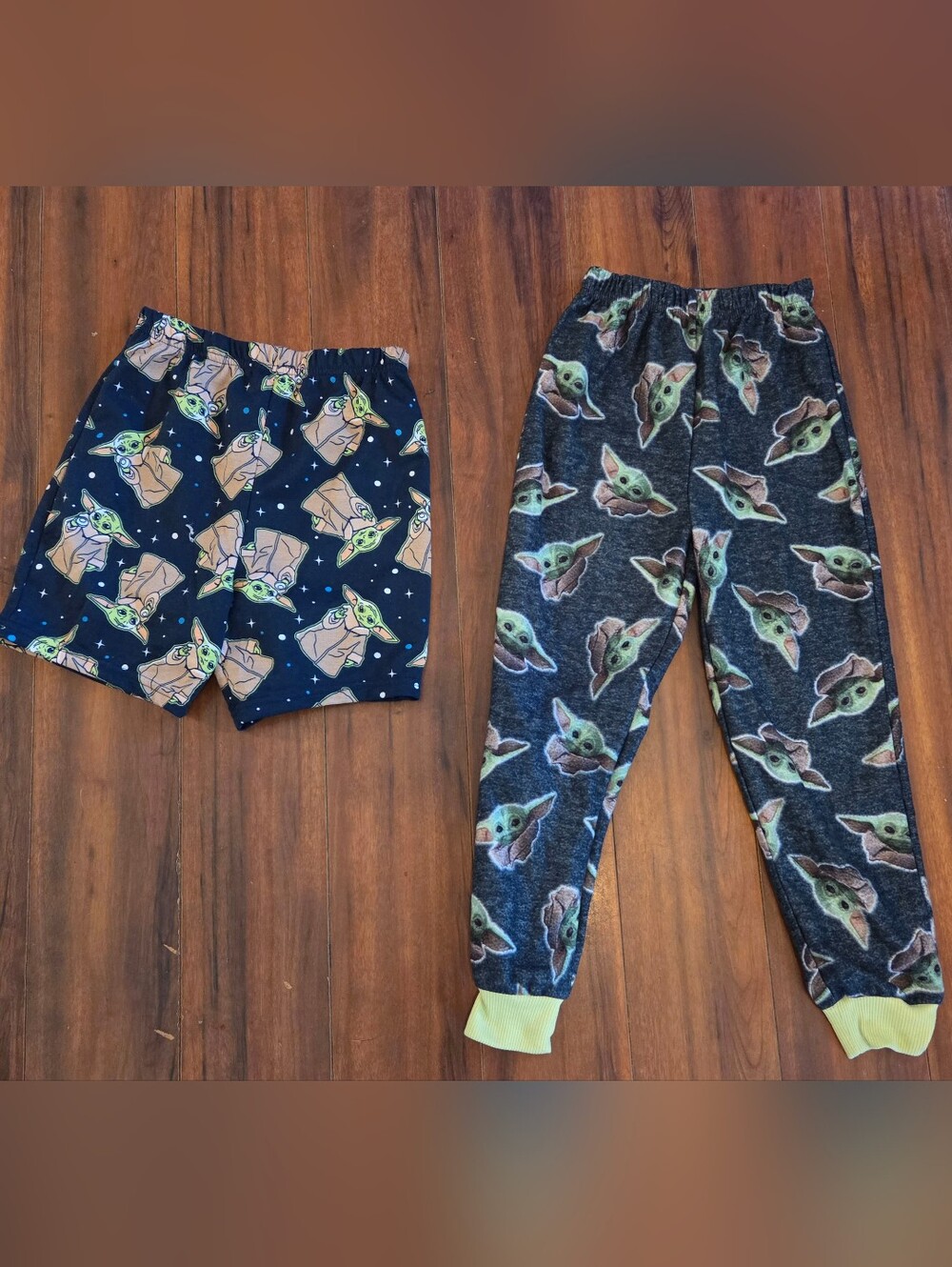 Kid's Star Wars Grogru Pajama Pants And Shorts Set Gray, Green And Tan